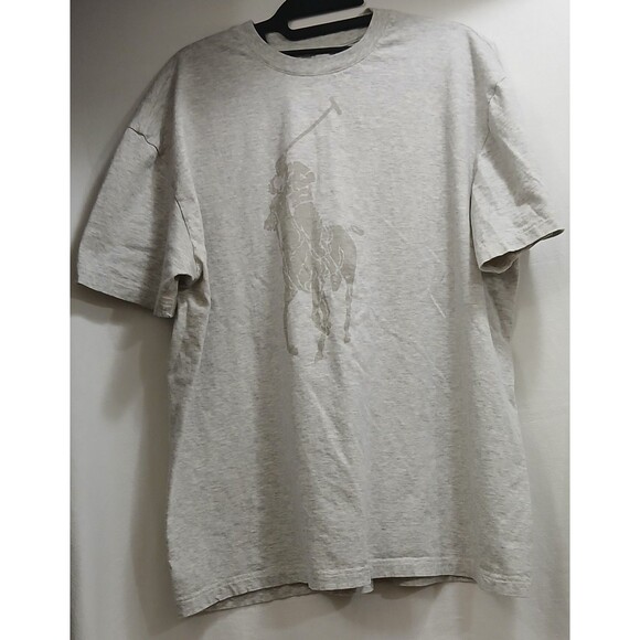 Polo Ralph Lauren Big Pony T-Shirt Men's Large Cotton Gray Preppy EUC - Picture 1 of 4